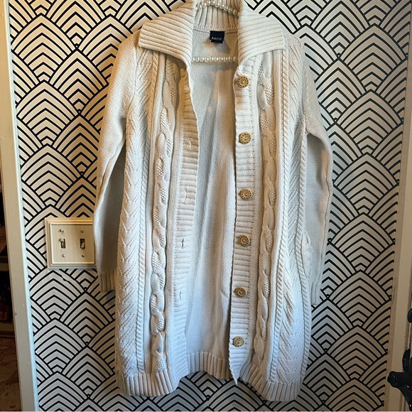 2000s Long Sweater cardigan cream essential timeless 90s vintage y2k - Picture 4 of 4